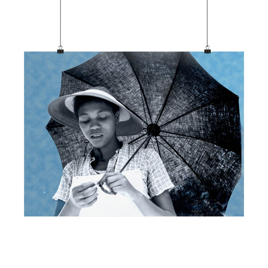 Satin Poster - Black Girl With Umbrella 1960's Civil Rights