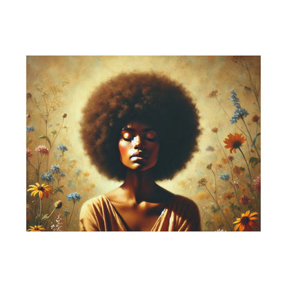 Canvas Painting - African American Woman in Wildflowers