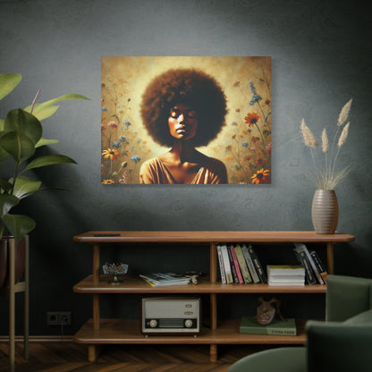 Canvas Painting - African American Woman in Wildflowers