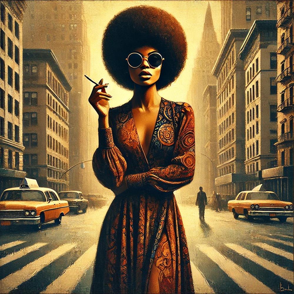 Vintage City Afro Digital Art Print -Download