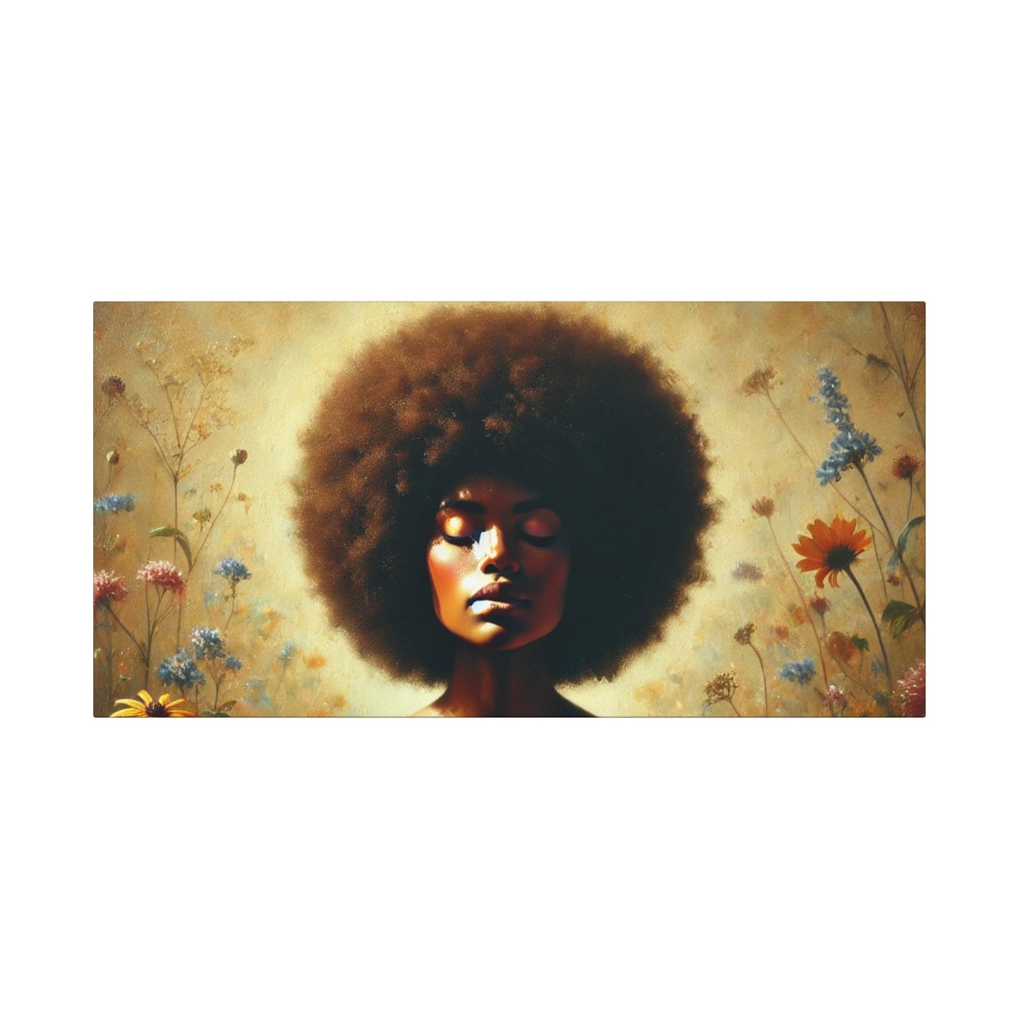 Canvas Painting - African American Woman in Wildflowers