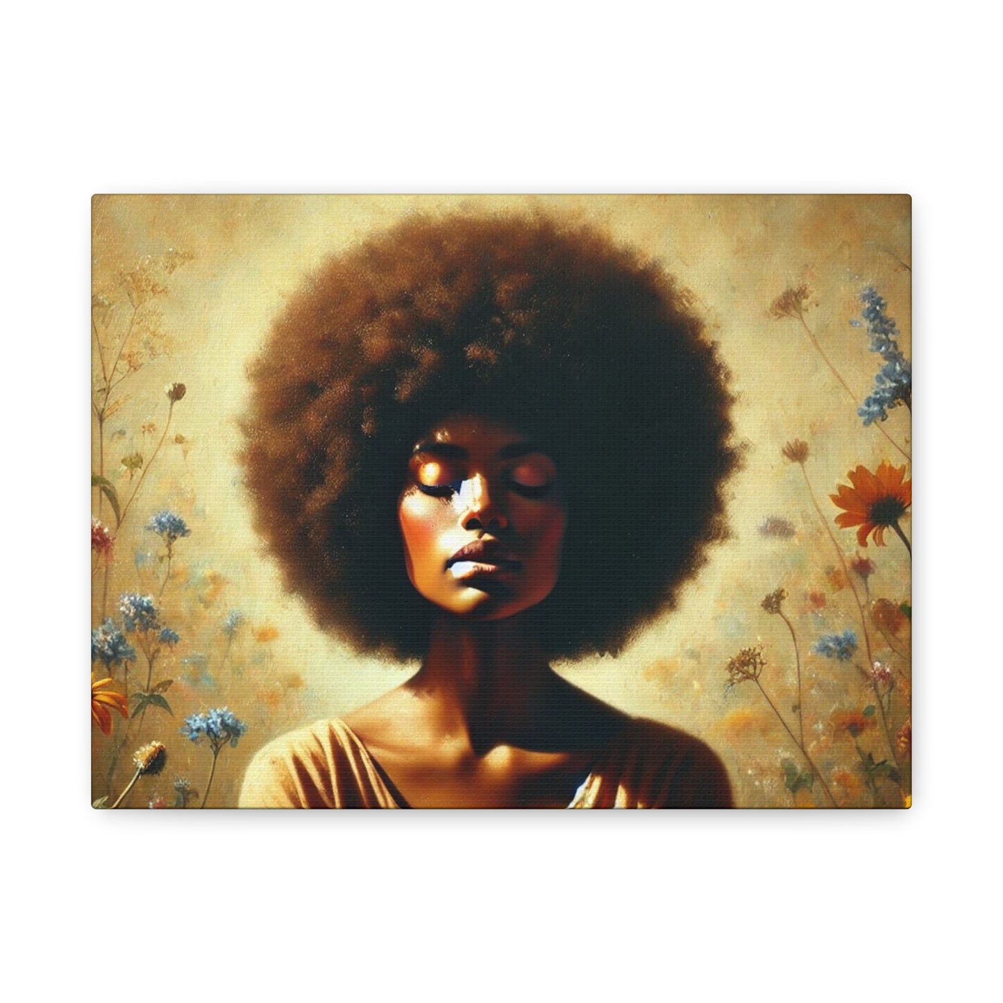 Canvas Painting - African American Woman in Wildflowers