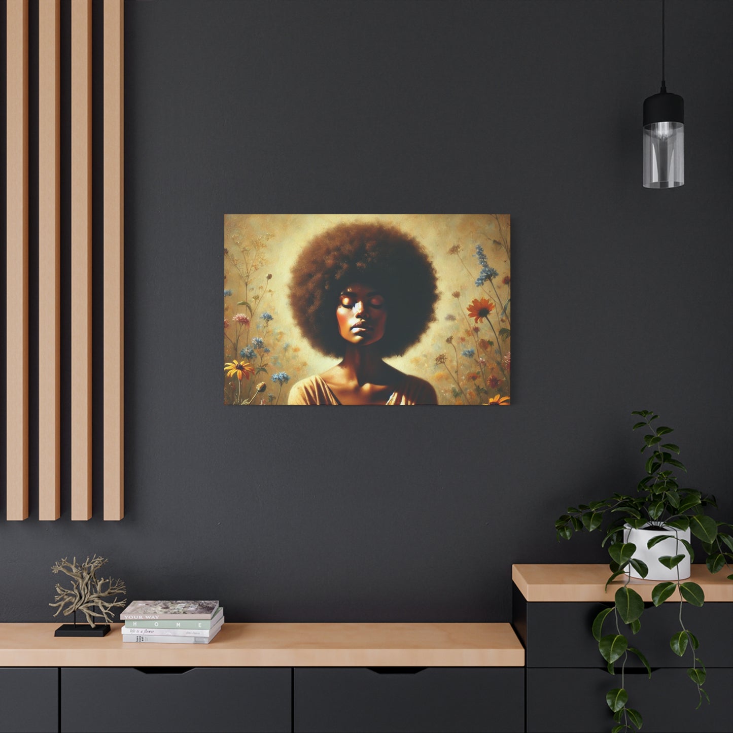 Canvas Painting - African American Woman in Wildflowers