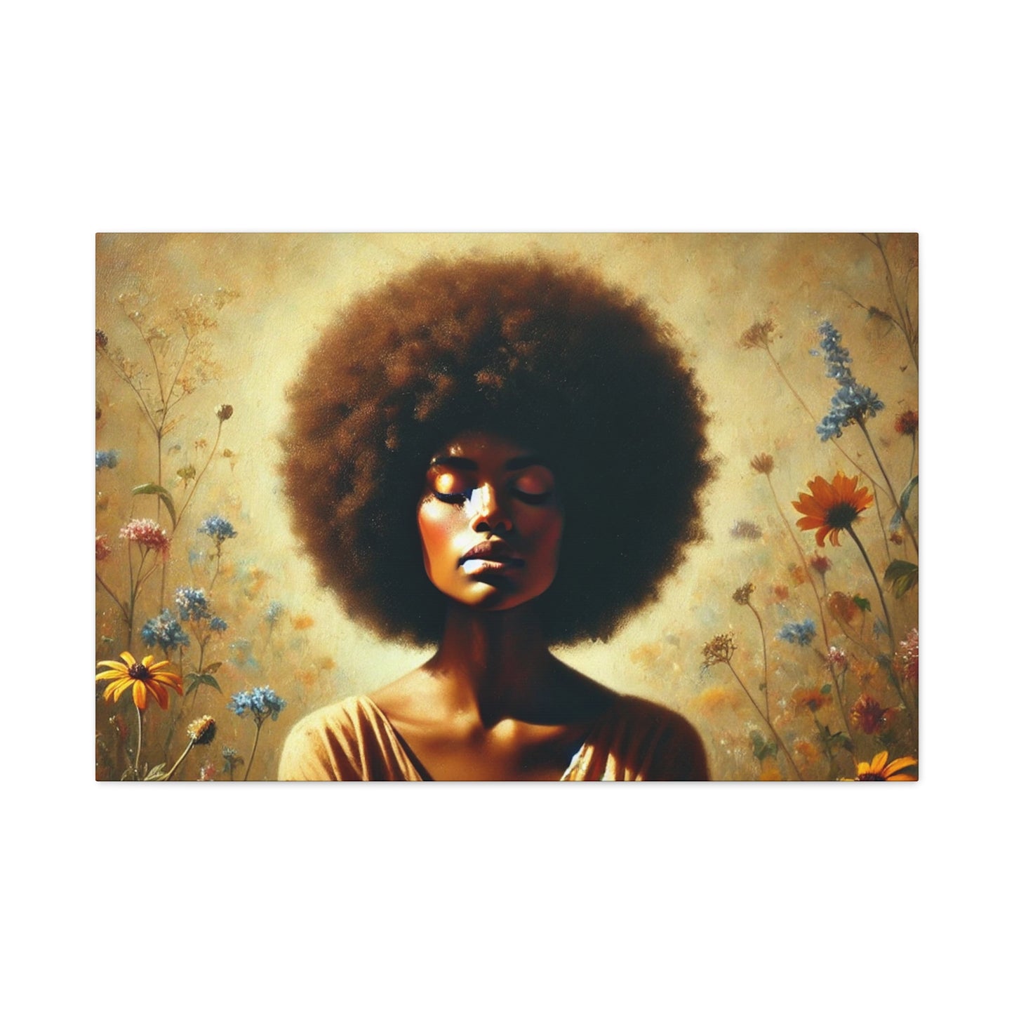 Canvas Painting - African American Woman in Wildflowers