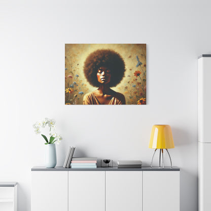 Canvas Painting - African American Woman in Wildflowers