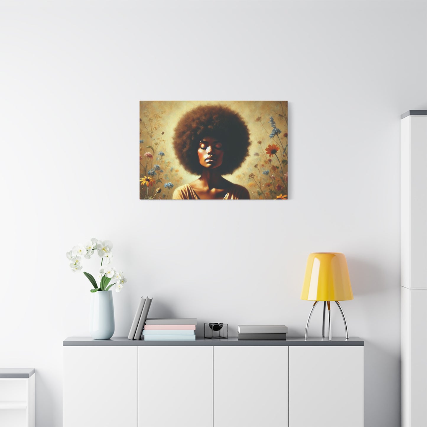 Canvas Painting - African American Woman in Wildflowers