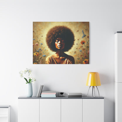 Canvas Painting - African American Woman in Wildflowers