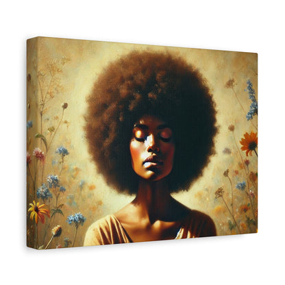 Canvas Painting - African American Woman in Wildflowers