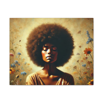 Canvas Painting - African American Woman in Wildflowers