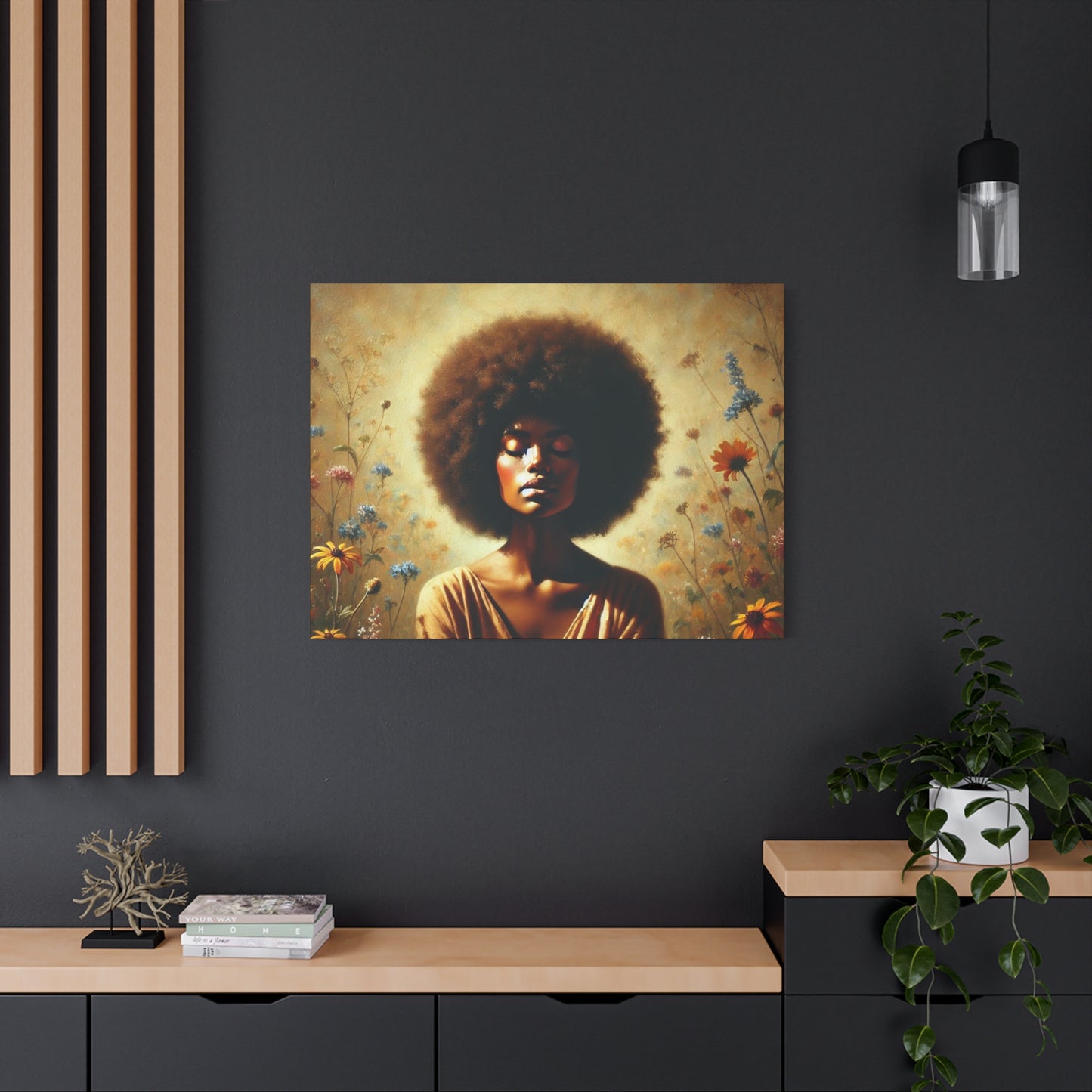 Canvas Painting - African American Woman in Wildflowers