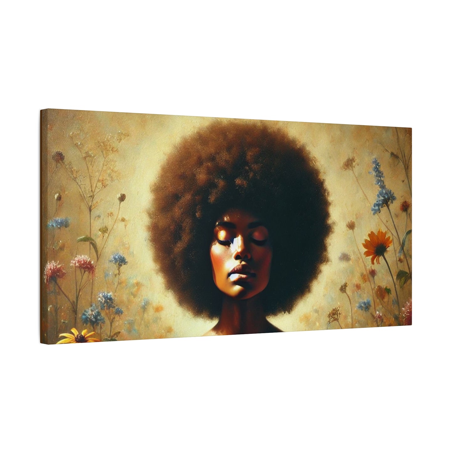 Canvas Painting - African American Woman in Wildflowers