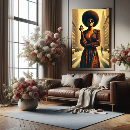 Vintage City Afro Digital Art Print -Download