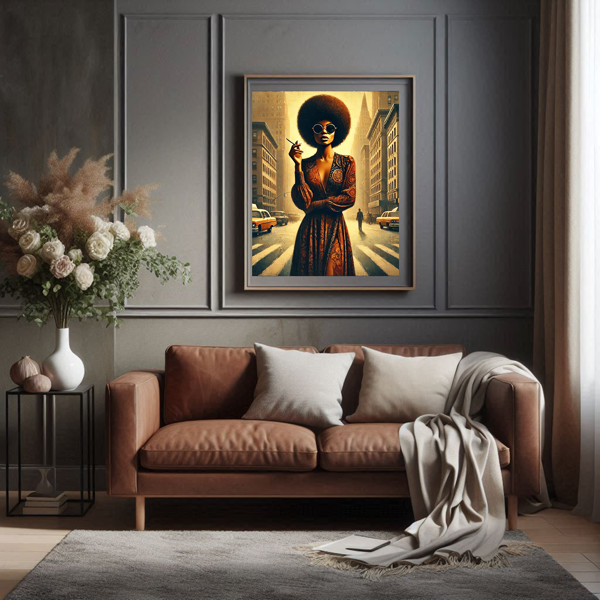 Vintage City Afro Digital Art Print -Download