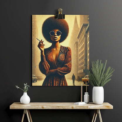 Vintage City Afro Digital Art Print -Download