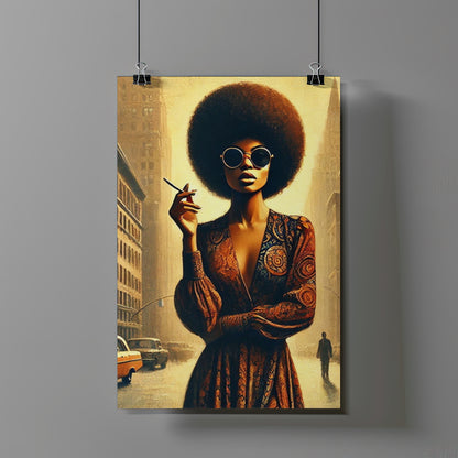 Vintage City Afro Digital Art Print -Download